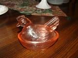 Vintage Glass Chicken in a basket