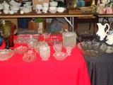 Part of the hundreds of pieces of antique to vintage glassware represented in the Mangrum estate 
