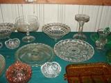 Just some of the Hundreds of pieces of antique, depression, and vintage glassware in the Mangrum estate