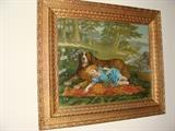 Beautiful large print, vivid colors, restful scene with lovely gold gilded framing