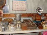 More rustic collectible items including divided wooden box, vintage cookware, extremely old Oriental Doll & more!