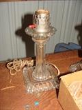 Vintage Glass Base Lamp just look at the old cloth cord