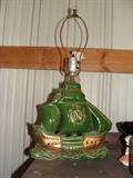 Beautiful Vintage Sailing Ship Lamp 2 lights one is inside the ship