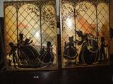 Silhouettes on framed with curved glass