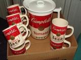 Vintage/Retro Campbells Tomato Soup insulated pitcher and matching Cups