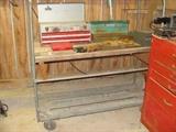 Large metal rolling cart with stainless top