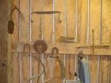 Antique draw knives, hand scythes, turn buckles, etc.