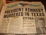 A number of Vintage newspapers with varying headlines covering the death, burial and possible senate investigation of the President Kennedy assasination.