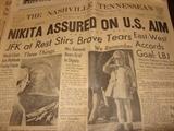 Nikita Khrushchev and the Kennedy assassination. A number of Vintage newspapers with varying headlines covering the death, burial and possible senate investigation of the President Kennedy assasination.