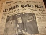A number of Vintage newspapers with varying headlines covering the death, burial and possible senate investigation of the President Kennedy assasination.
