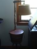 Vintage Floor lamp with basket table and supported by 3 legs