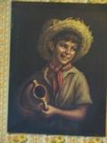 Print on canvas of Farm Boy holding Urn