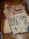 Box, one of many, of vintage linens etc