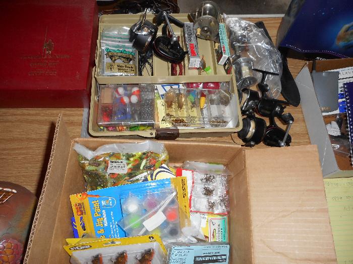 Tackle box filled,Mitchell reels