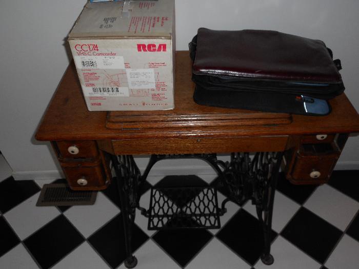 RCA recorder,Vintage sewing machine table(no machine) for decor