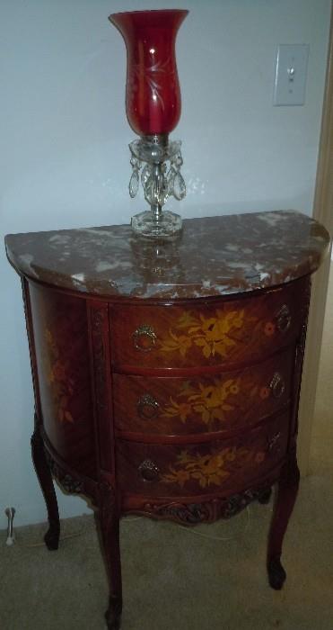 Marble Top Inlaid 3 Dr Stand