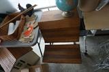 antique school desk with ink well hole