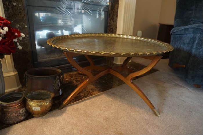 42" Brass coffee table Mid-century 