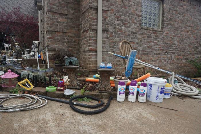 pool care items, more yard decoration