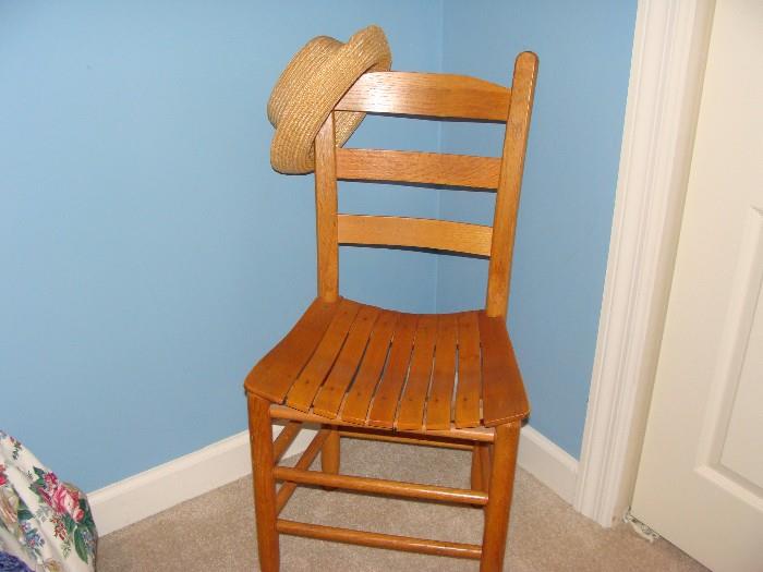 Ladder back chair with slat seat