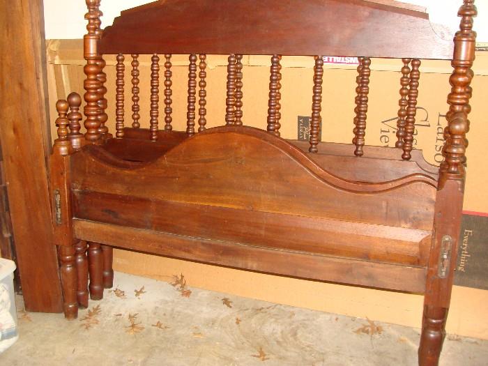 Antique Bed well over 100 years old complete with wooden rails in beautiful condition!