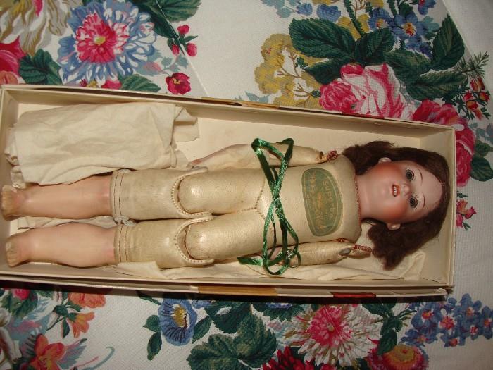 Antique Germany " Superba " jointed leather Doll 1800's