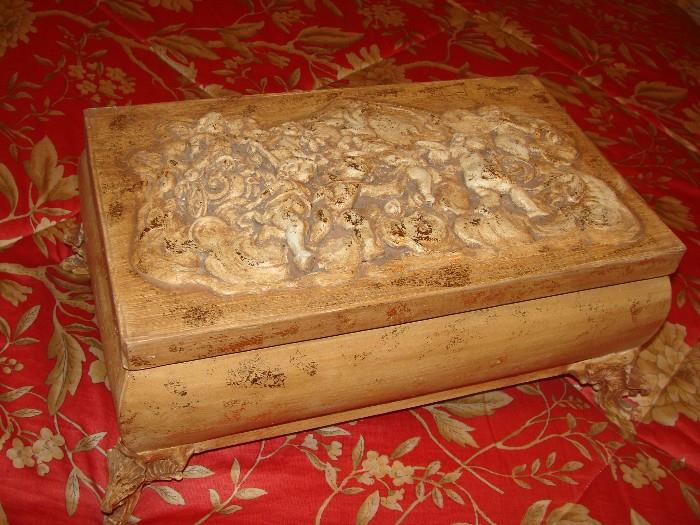 Large vintage lidded wooden box