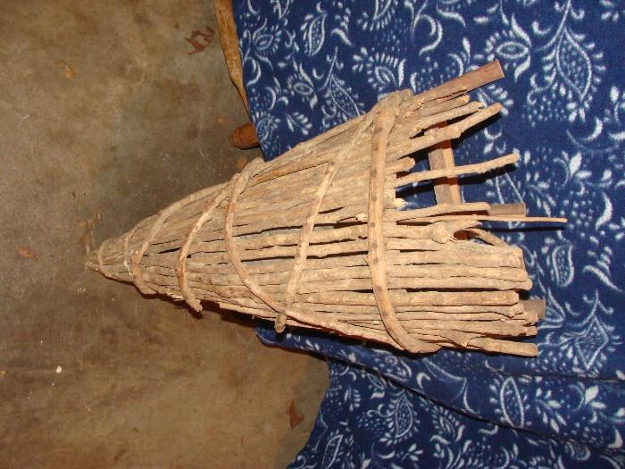 Indian style wooden fishing basket