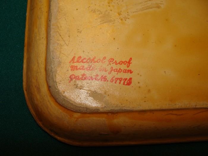 Vintage serving tray signed with "Alcohol Proof", made in Japan with serial number very unusual