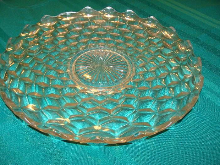 Vintage pie crust edge glass serving platter