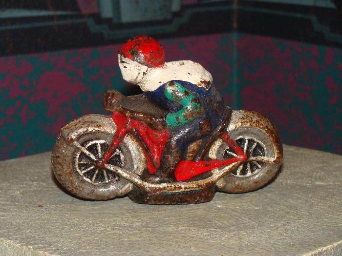 Original Antique Iron Toy Motorcycle Racer