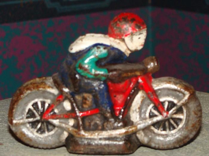 Original Antique Iron Toy Motorcycle Racer 