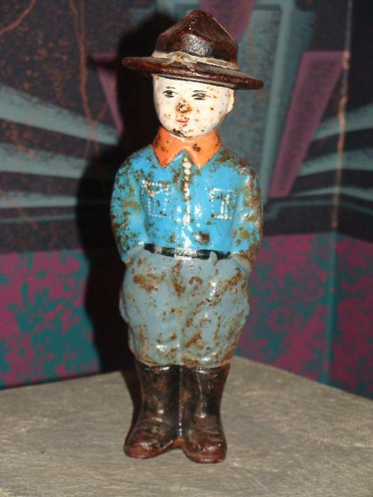 Original Antique Iron Toy WWI Dough Boy Military Bank