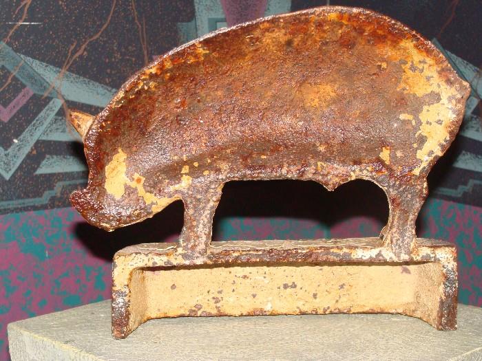Original Antique Cast Iron Pig Door Stop