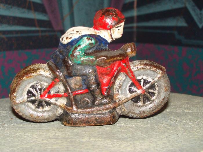 Original Antique IronToy Motorcycle Racer ( there are two of these in this estate )
