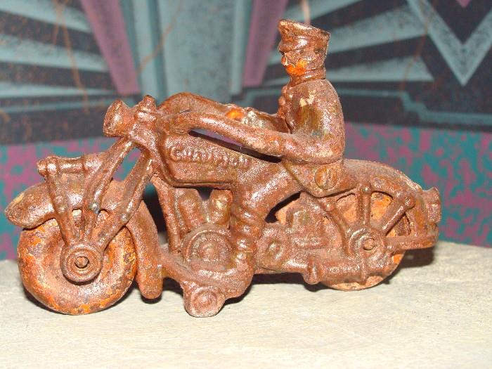 Original Cast Iron Toy Champion Police Motorcycle - Hubley