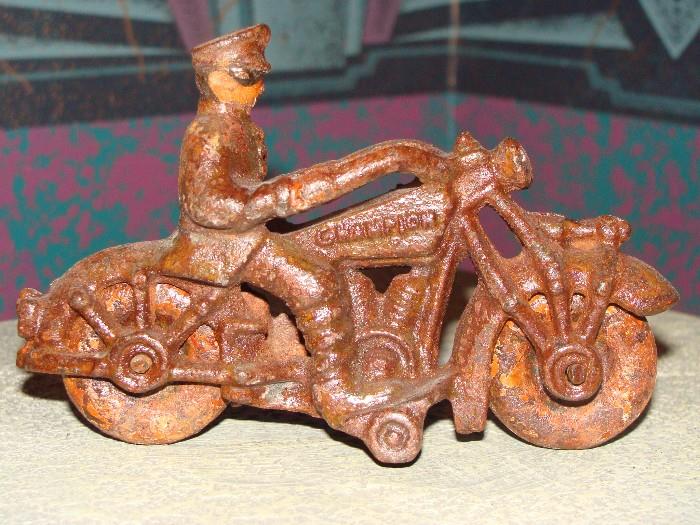 Original Cast Iron Toy Champion Police Motorcycle - Hubley