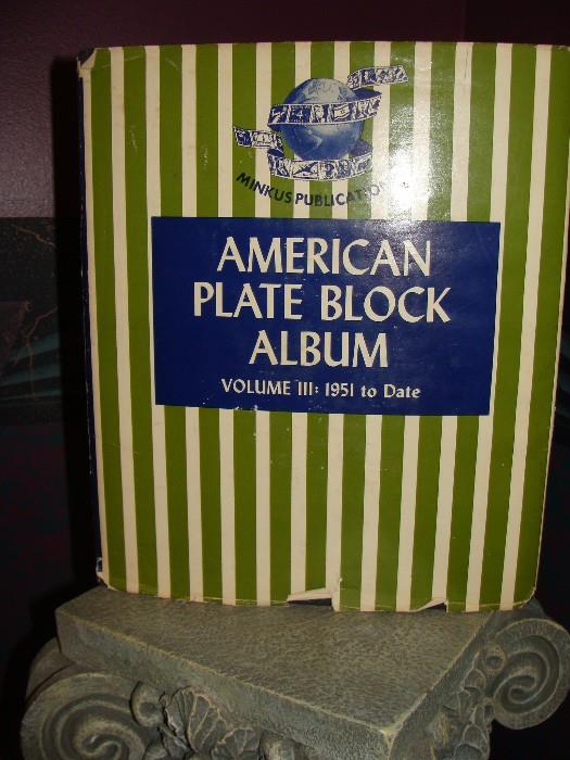 Large U.S. Plate Block Stamp Collection covering the years from 1951 - 1973. There are 3 albums all full of U.S. Plate Block Stamps in beautiful condition. There are other  pieces to this collection ( i.e. loose stamps and commemorative letters, etc. ) This is a collectors must see! Selling the entire collection at one price. The pictures are but a fraction of the stamps in these albums.