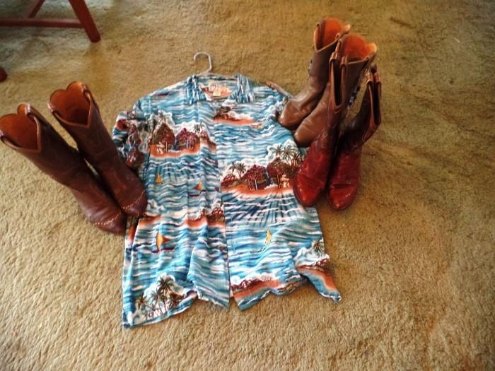Vintage Hawaiian shirt and vintage boots