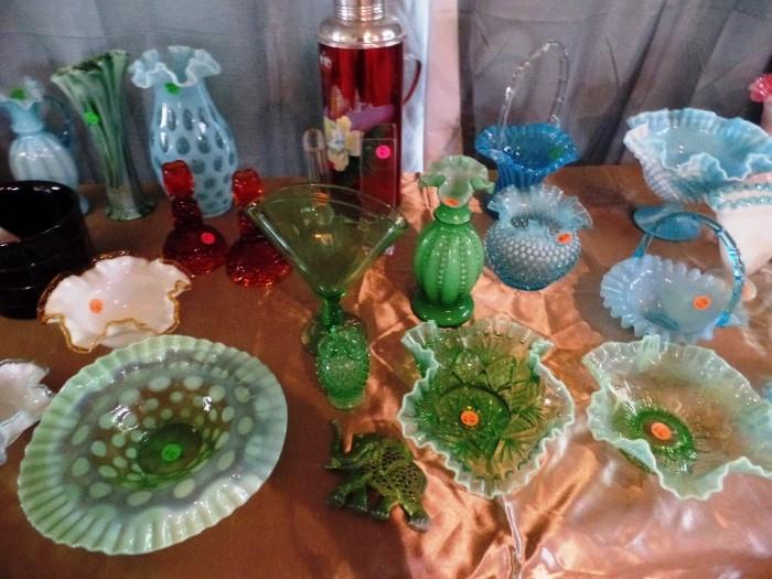 Assortment of colored glass from the 1940s and 1950s