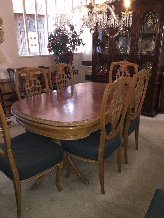 Carved Dining Table and 6 Chairs