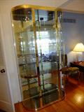 Designer Brass, Glass & Mirror Display Cabinet