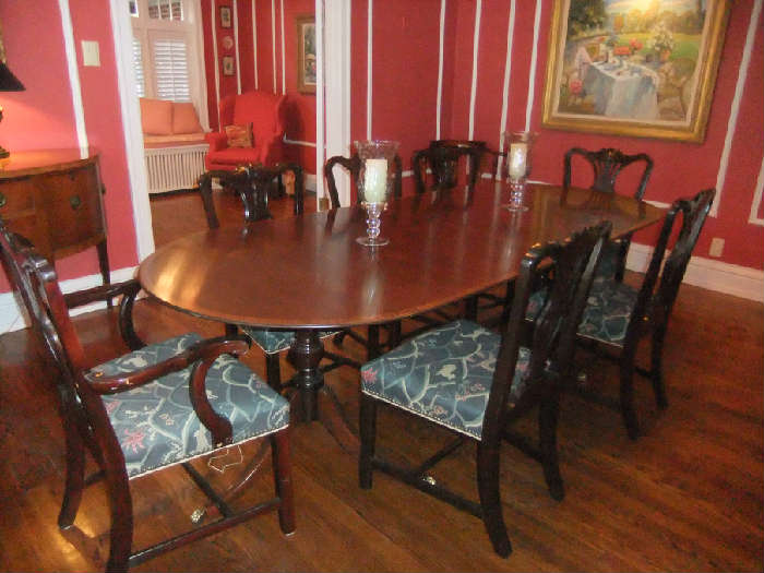 Antique Dining Room Set, Table and 8 chairs