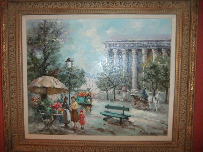 Oil painting, Paris Street Scene