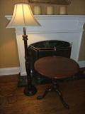 Carved Standing Lamp,
Kittinger Round Mahogany Table