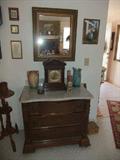 Marble Top Small Walnut Chest