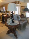 Very Ornate Carved Table & Base
with Marble Top