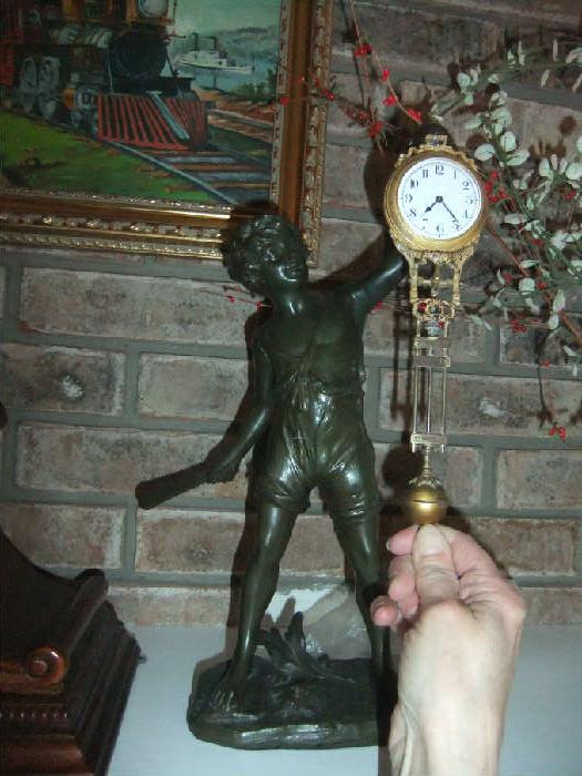Bronze Boy Figure Swing Lamp
