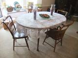 Maple Dining Room Table w/leaves
and 6 Chairs by:Temple Stuart