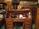 Oak roll top desk, several panoramic photos